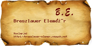 Breszlauer Elemér névjegykártya